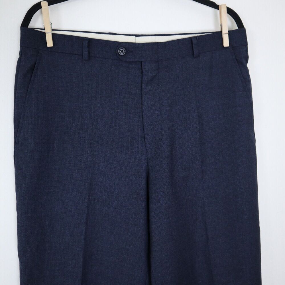 Vintage Burberry London Men's Size 34 Trouser Marled Navy Blue Pants - Picture 2 of 10